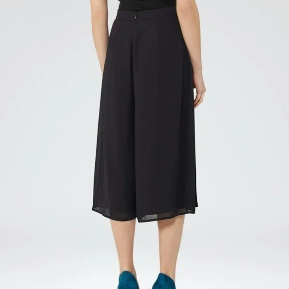REISS Julie Night Culottes Pleated Wide Leg‎ Ankle Pants Dark Navy